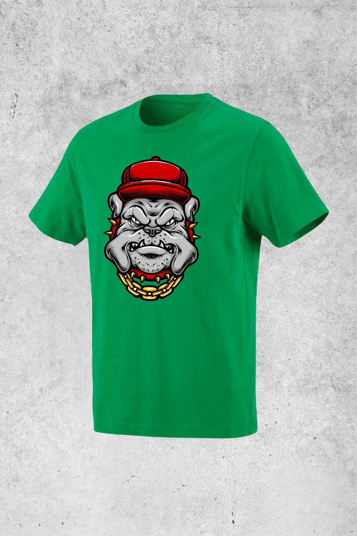 MOLICO Basic unısex sıfır yaka kısa kollu ŞAPKALI KÖPEK BASKILI tshirt