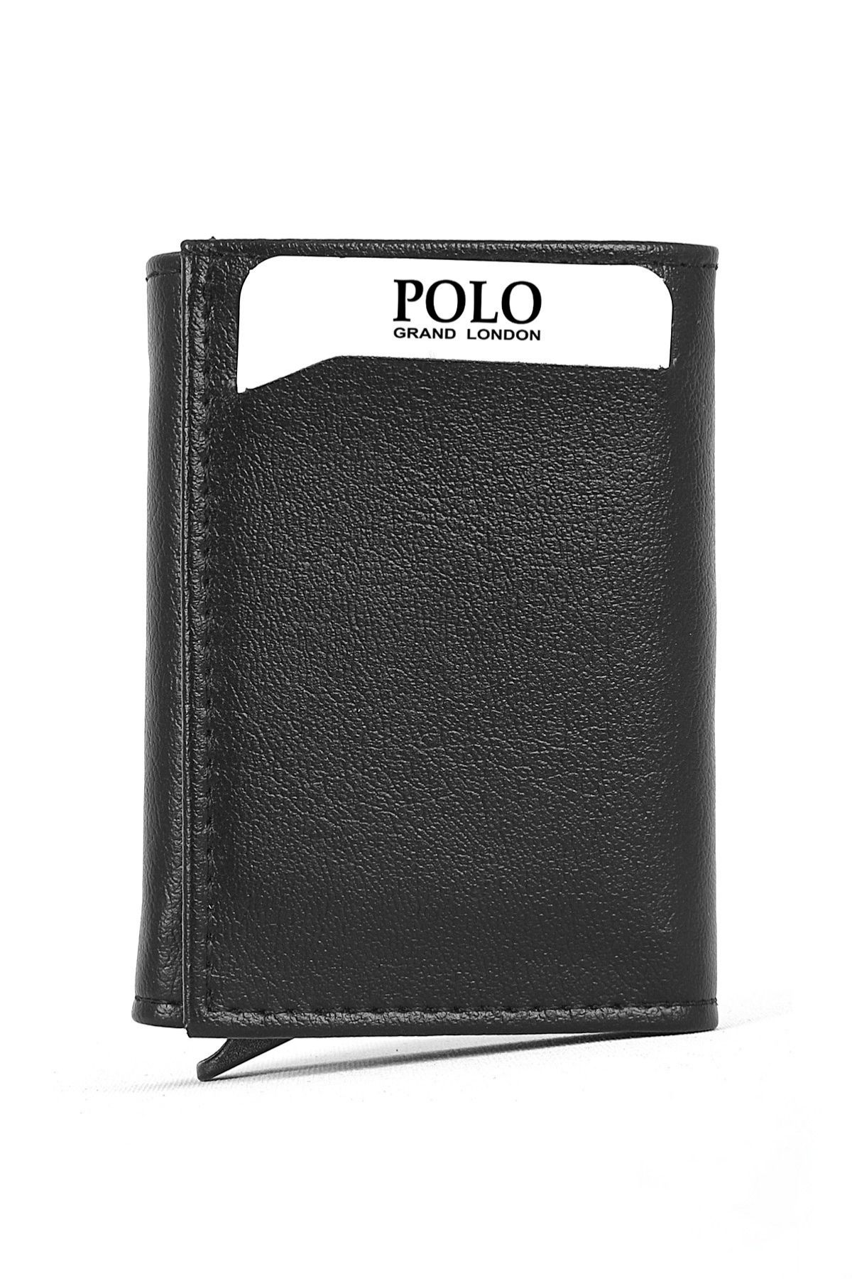 POLOGRAND London Orijinal Otomatik Mekanizmalı Kutulu Rfid Korumalı Hırsızlık Engelleyici Para & Kartlıklı Cüzdan