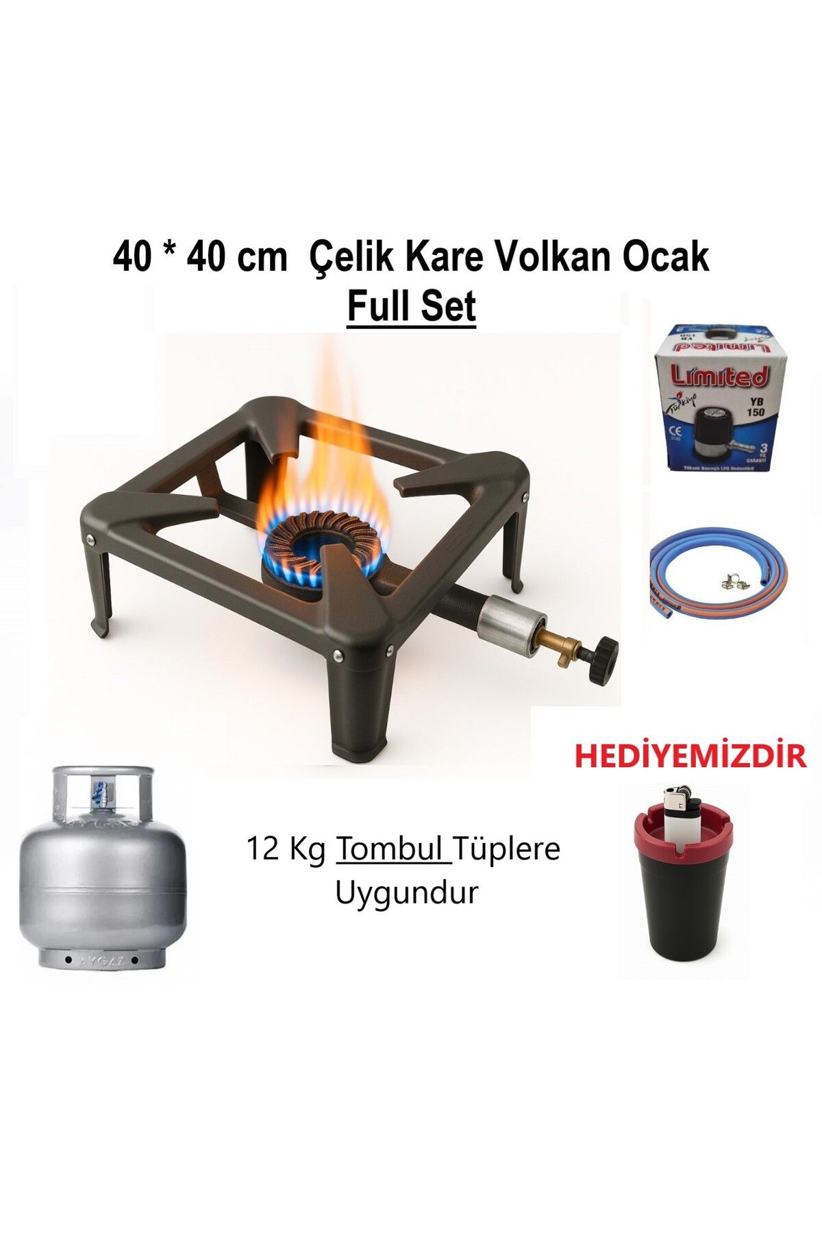 Jjovce Orgaz Kare Volkan Ocak 40*40 cm VL-401 Tombul Tüple Çalışır 12 kg