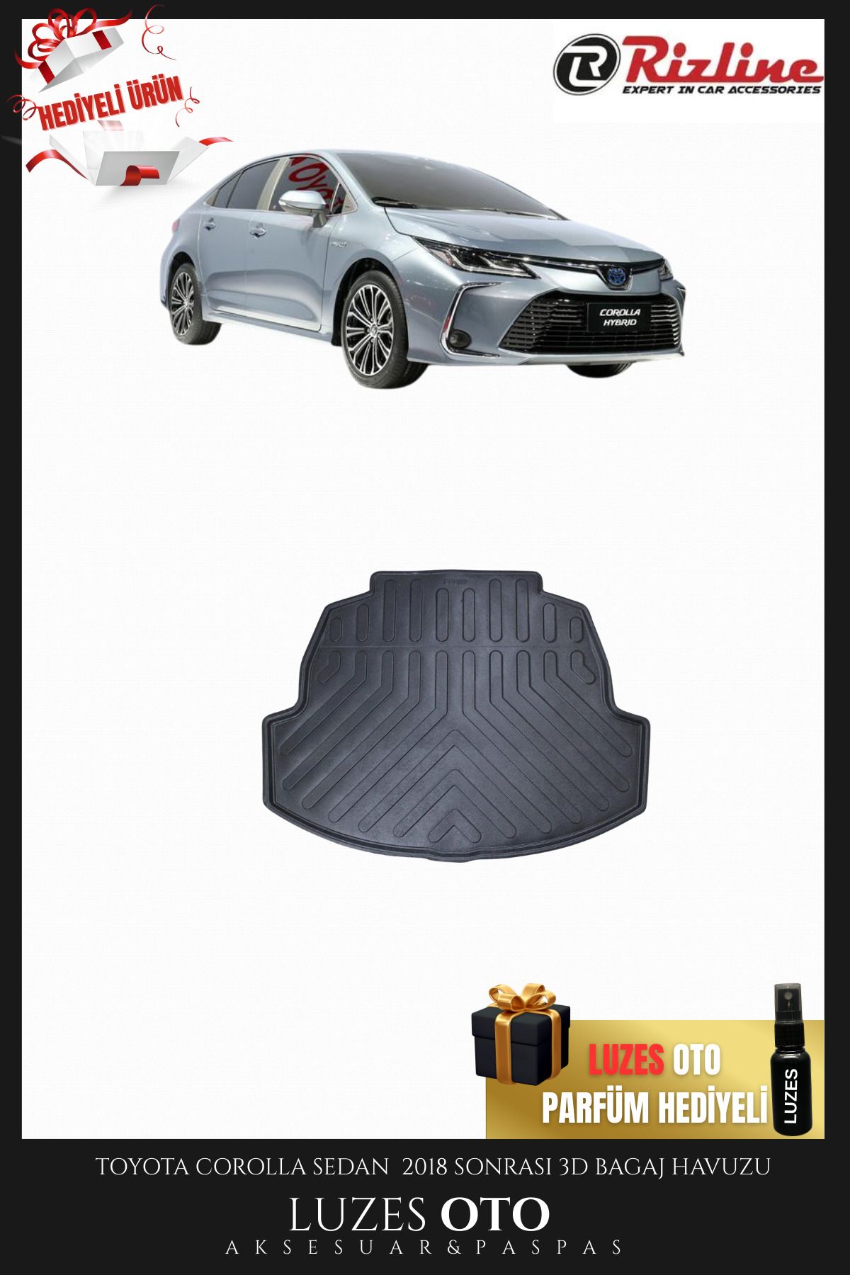 Rizline Toyota Corolla Sedan Hybrid 3D Bagaj Havuzu 2018-2019-2020-2021-2022-2023-2024-2025