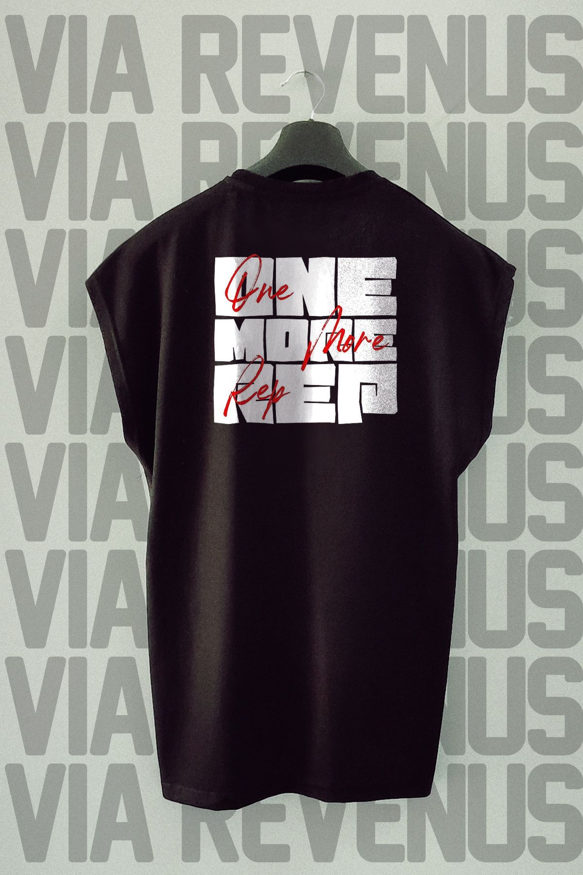 Vordevia More Rep / Gym Sırt Baskılı Sıfır Kollu Bisiklet Yaka Spor Tshirt