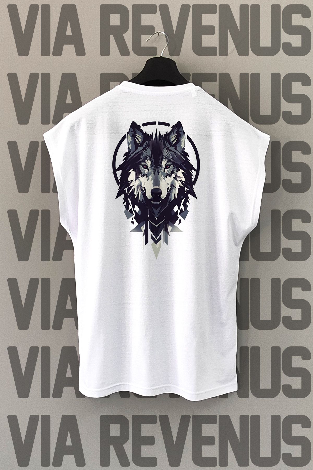 Vordevia Kurt Sırt Baskılı Sıfır Kollu Bisiklet Yaka Spor Tshirt