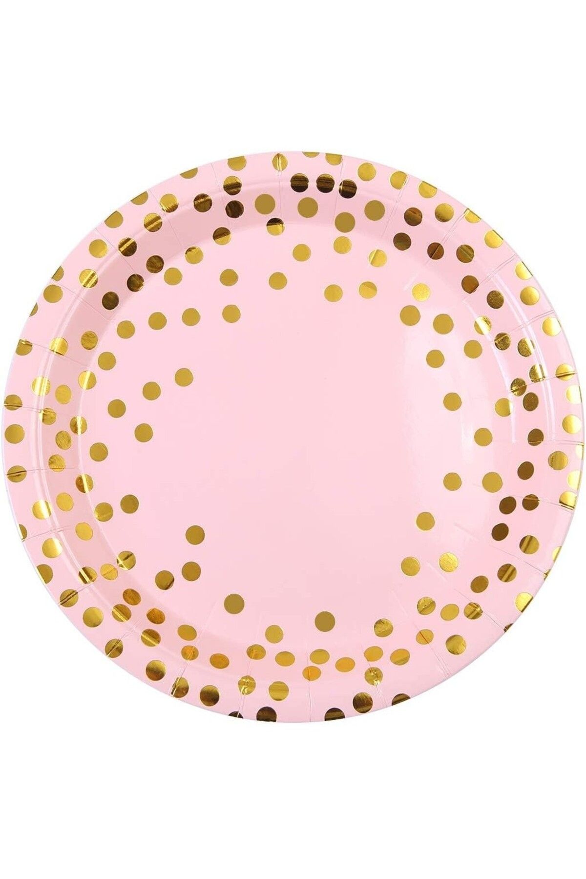 OEM Set 10 Farfurii Unica Folosinta, Imprimeu Cu Buline, Din Carton, Diametru 18 Cm, Roz Unisex - 10