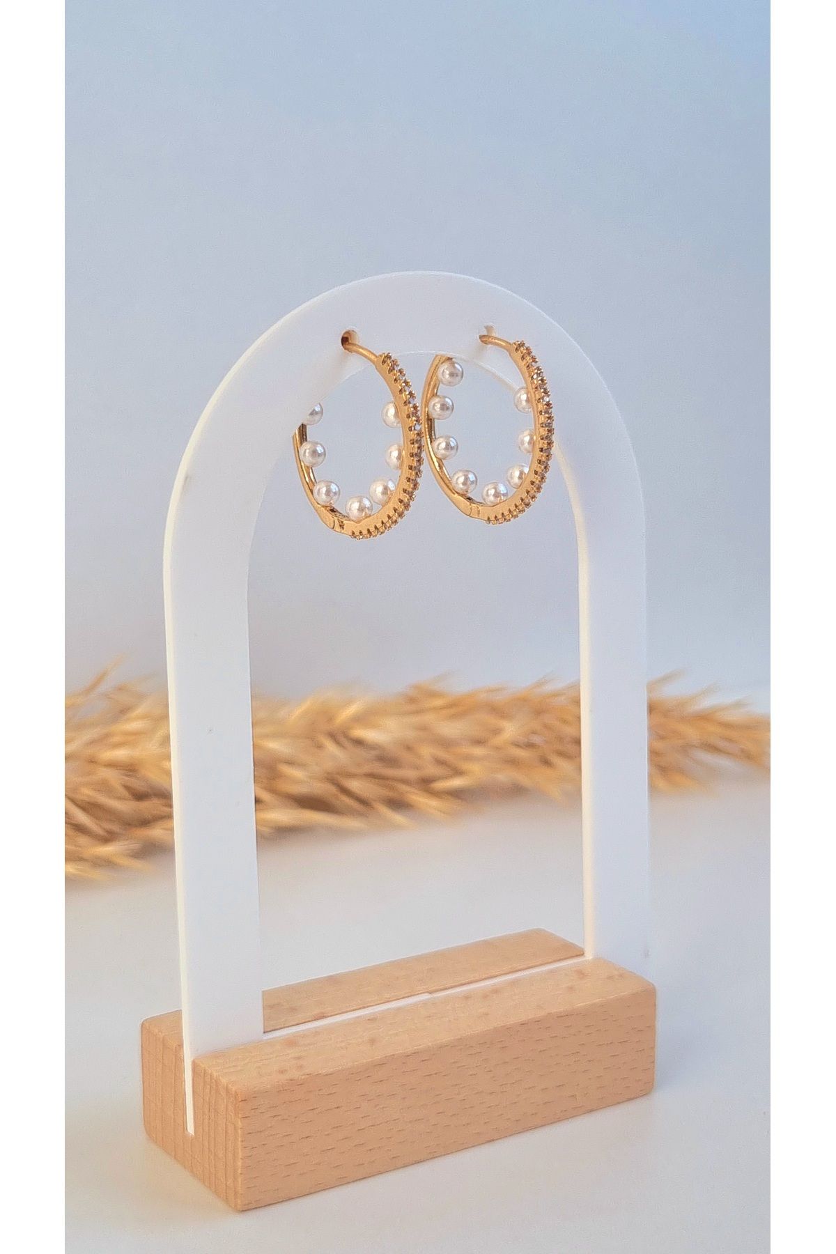 İNİTİUM Premium Paslanmaz Çelik İncili Rose Gold Küpe