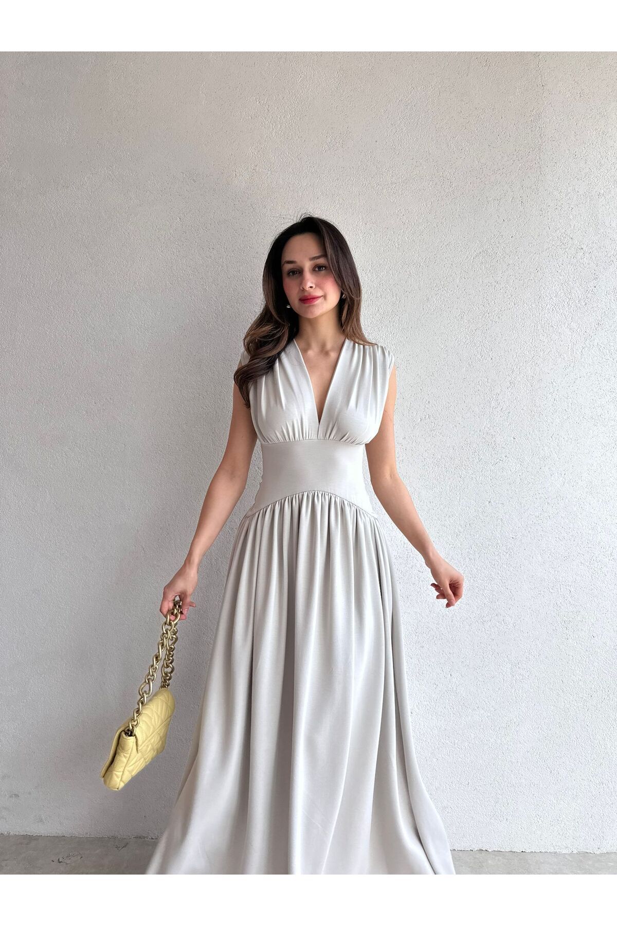 Mooi Butik EGERTON Maxi Elbise 3845 - Taş