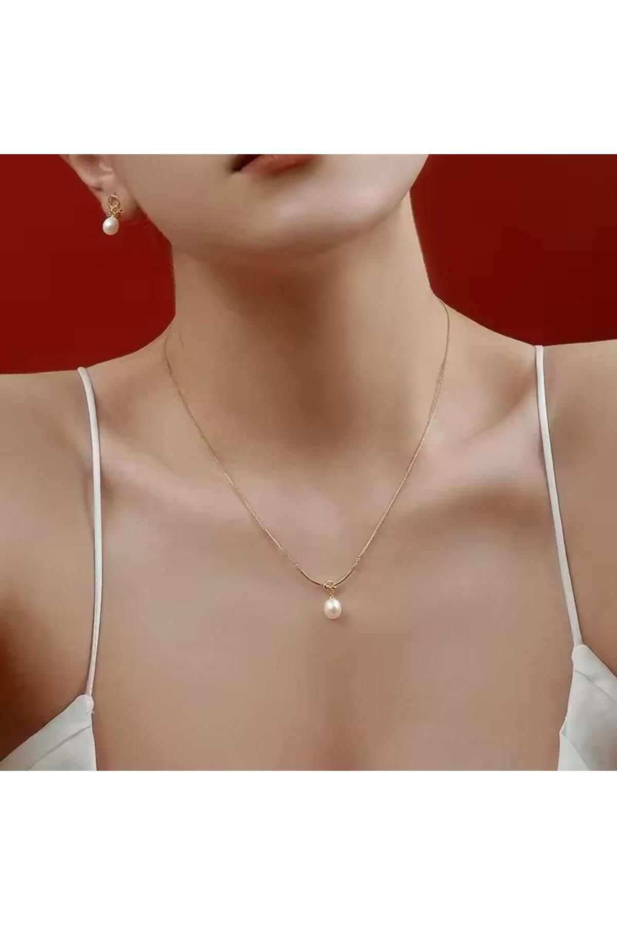Tudivanyu Aksesuar İnci Düğüm Detay Minimalist kolye