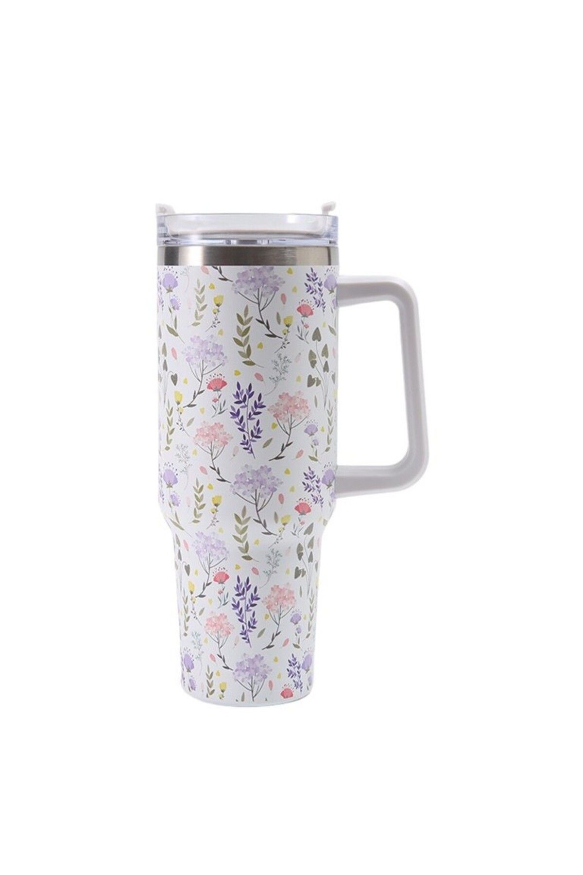 OEM Cana Termos Din Plastic, Pentru Bauturi Calde Si Reci, Cu Maner, Imprimeu Floral, A Unisex - 10
