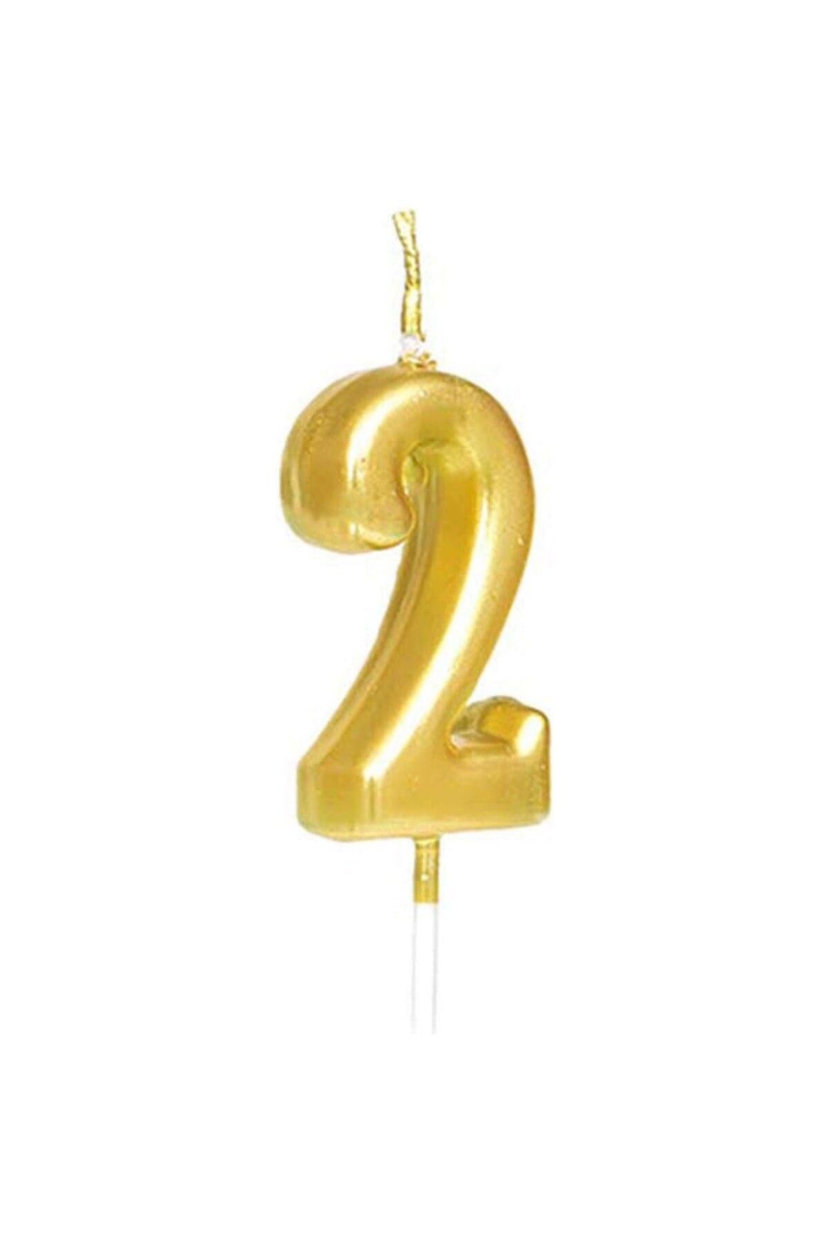 OEM Lumanare De Tort, Model Cifra 2, Party, 4.5 X 2.5 Cm, Din Parafina, Auriu Unisex - 10