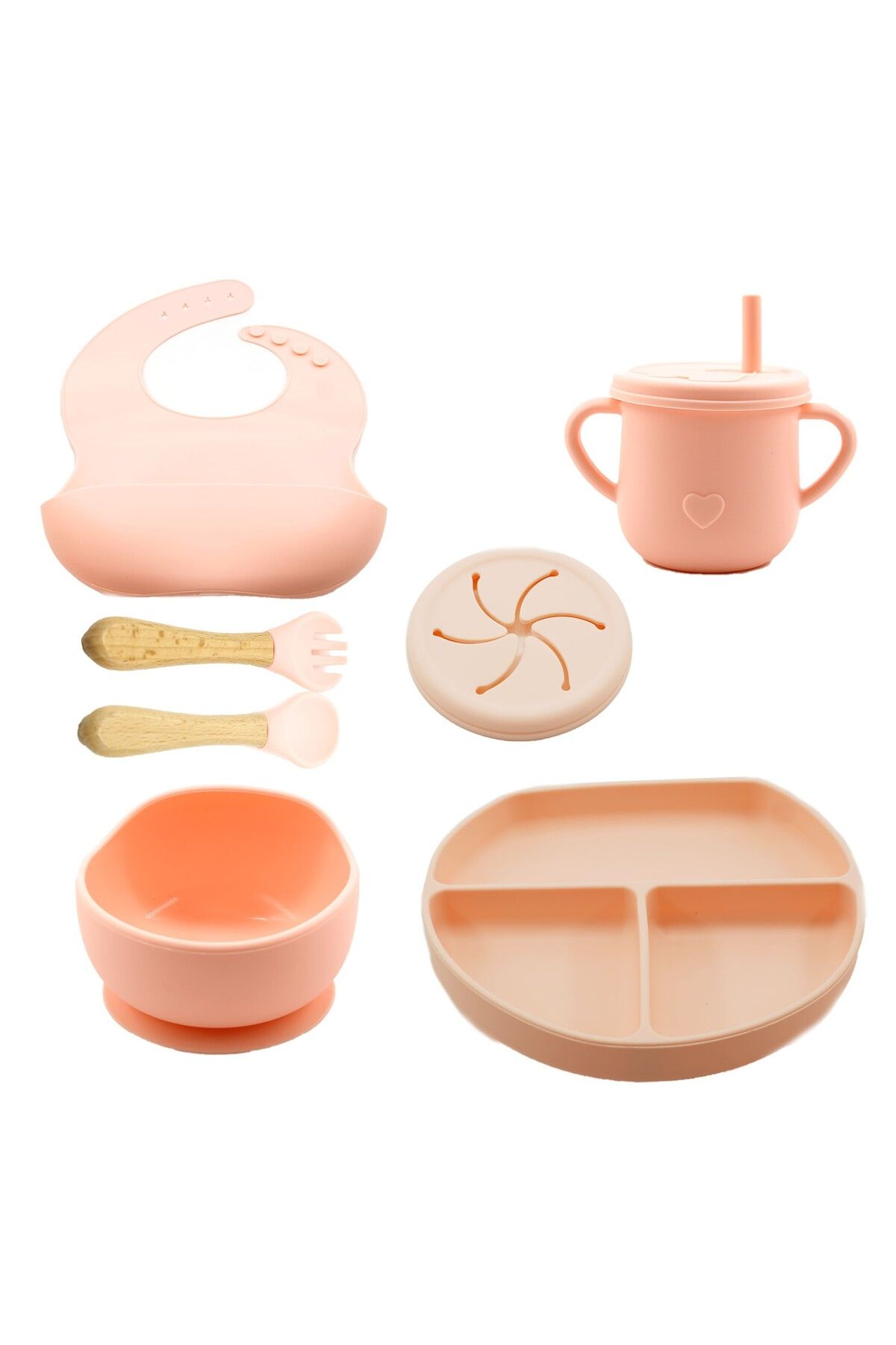 OEM Set 8 Piese Diversificare Bebelusi Si Copii Din Silicon Baveta, Farfurie Compartimen Unisex - 10
