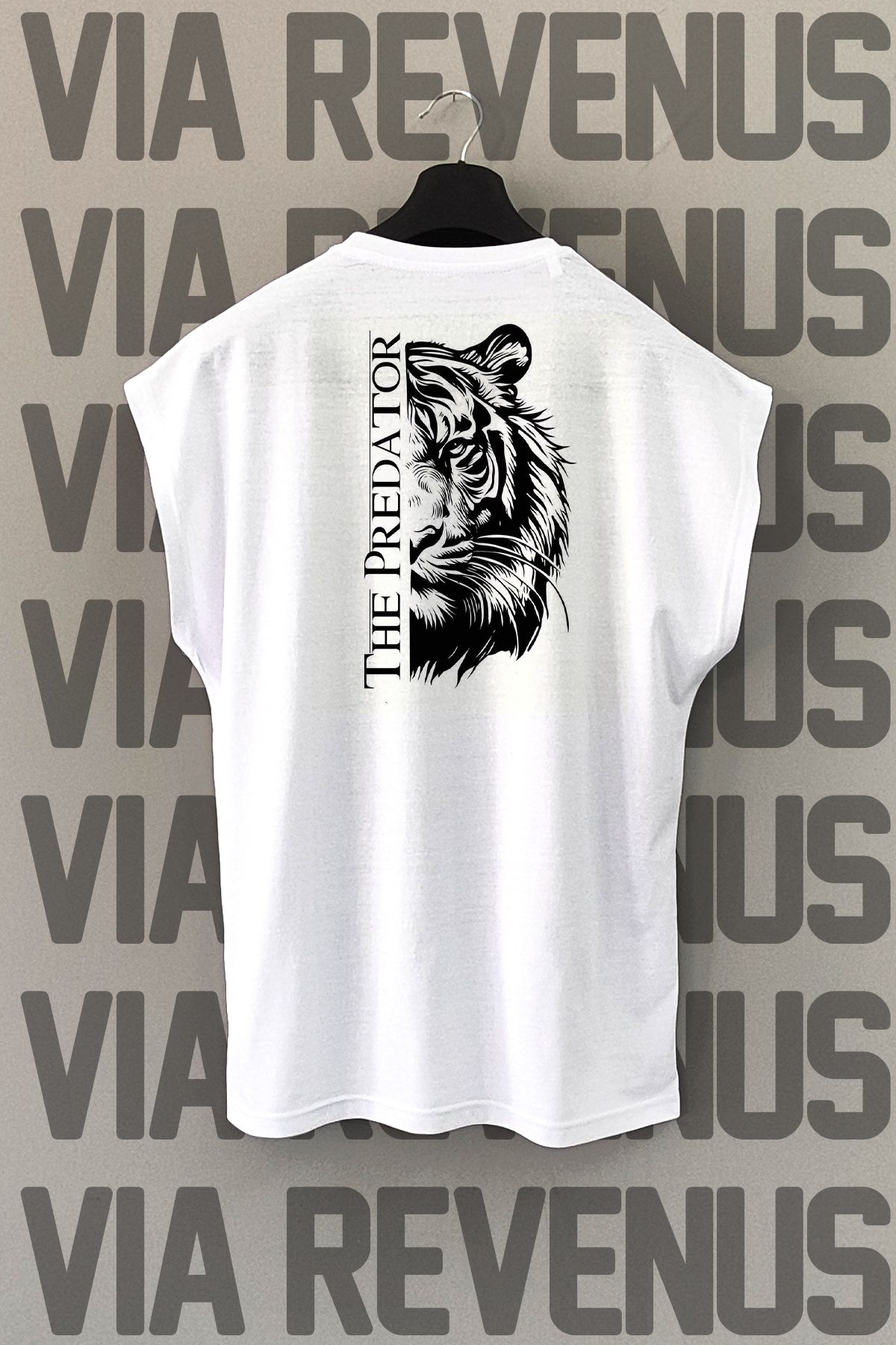 Vordevia The Predator Sırt Baskılı Sıfır Kollu Bisiklet Yaka Spor Tshirt