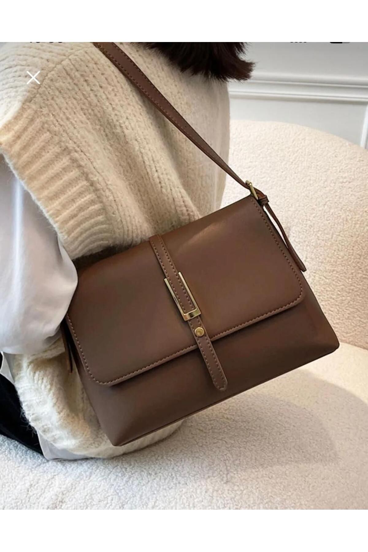 cosybag. Senna Model Kadın Yumuşak Suni Deri Orta Boy Kol Ve Omuz Çantası ACI KAHVE