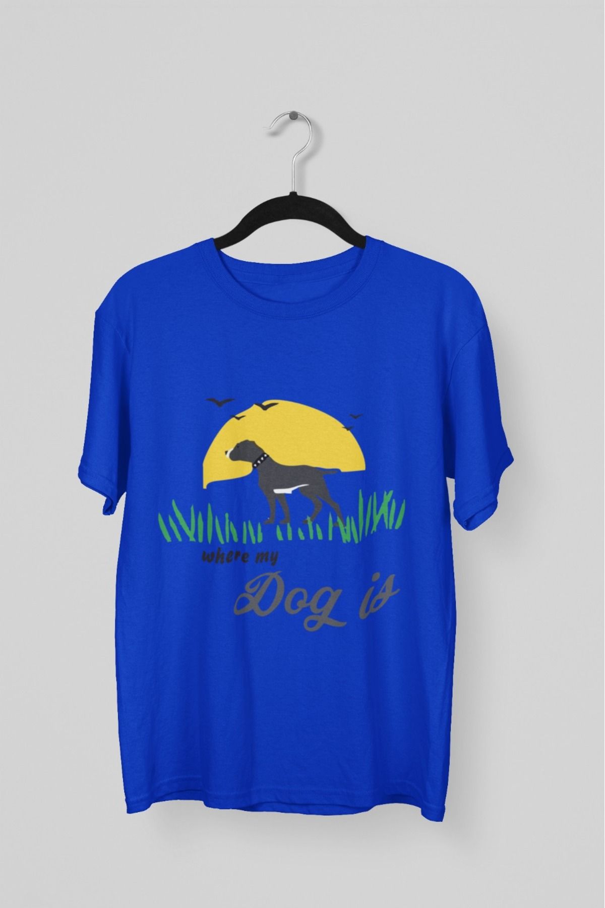 Butik ERKEK/KADIN -WHRE MY DOG IS- TRANSFER BASKILI YUVARLAK YAKA KISA KOL TİŞÖRT