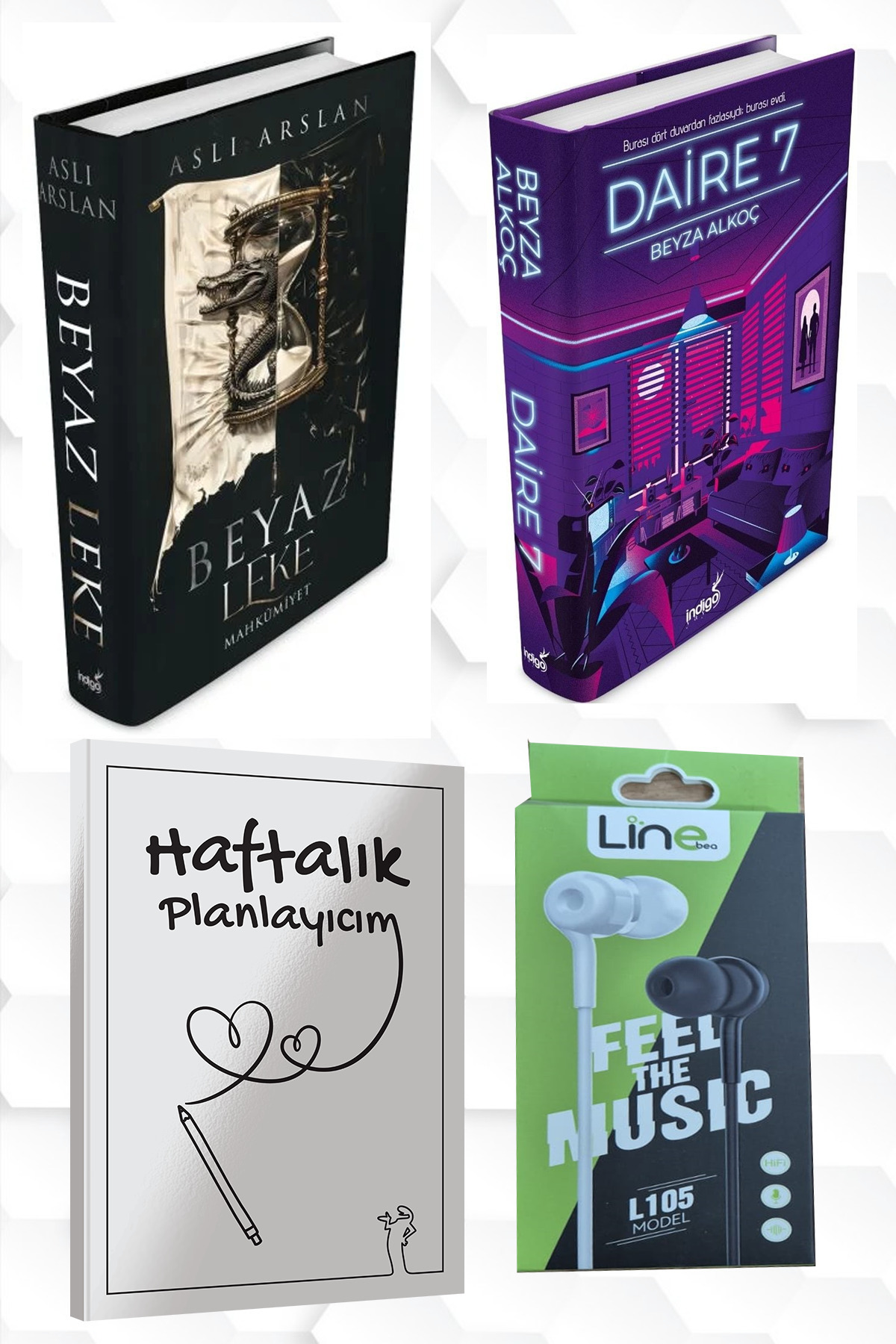 İndigo Kitap ASLI ARSLAN BEYAZ LEKE CİLT 1 DAİRE 7+HAFTALIK PLANLAYICIM 52 (HAFTA)KULAKLIK HEDİYE