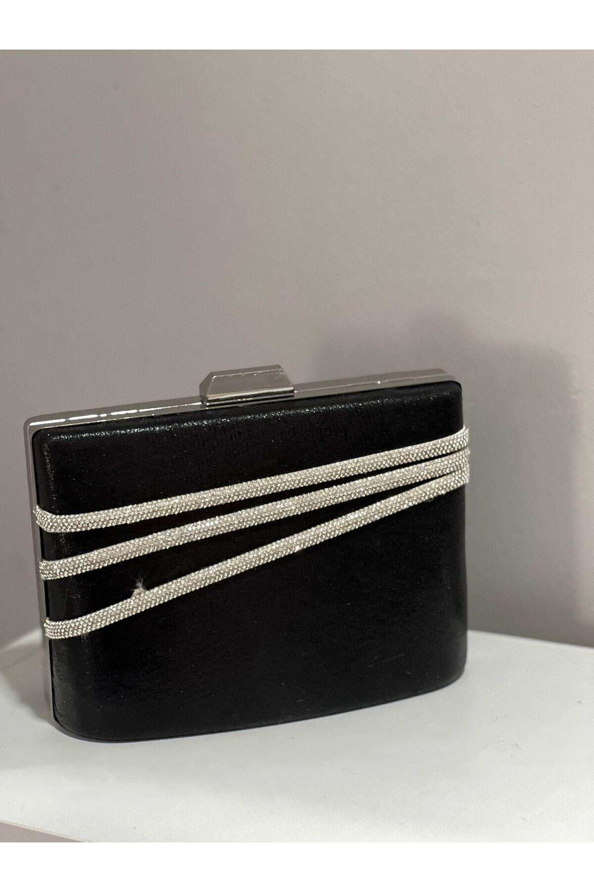 ST Bags Kadın Siyah Gümüş Detaylı Şık Abiye Çantası