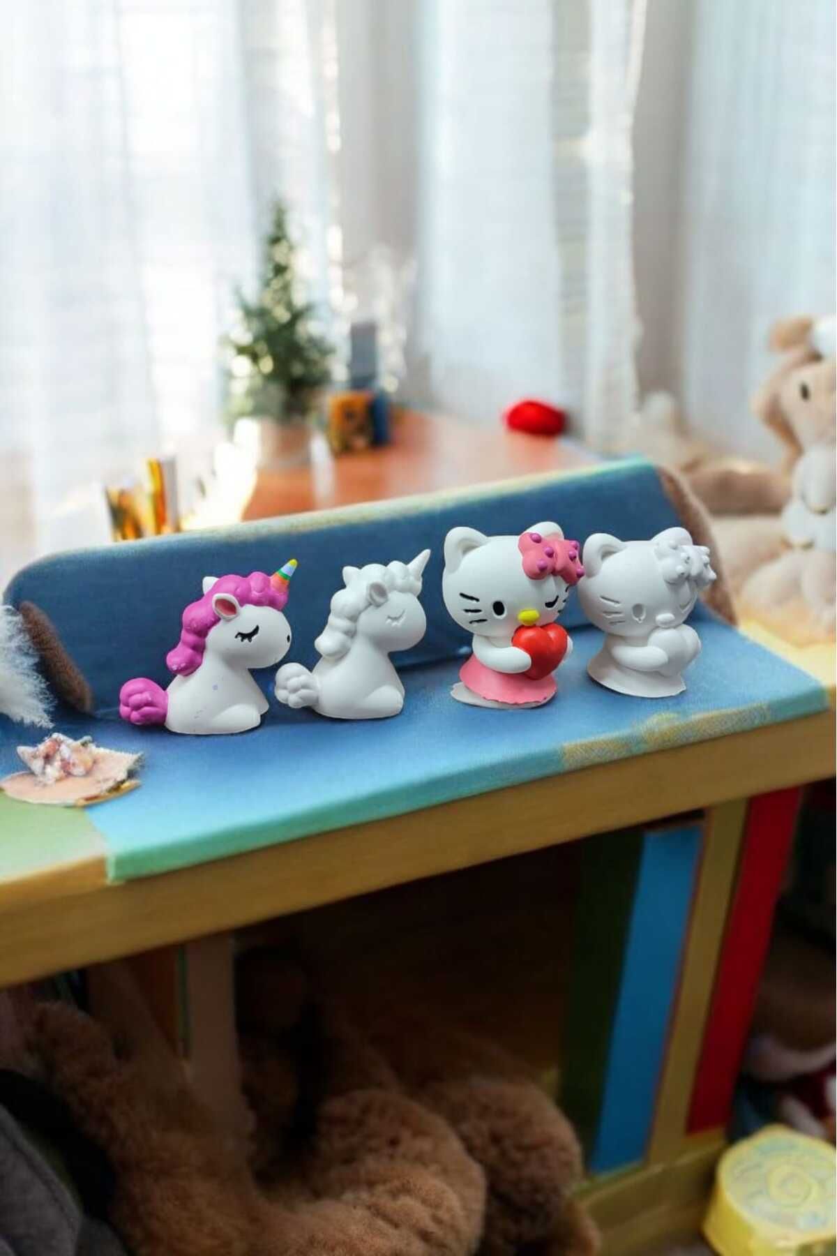 CanTasarımEvi Hello Kitty ve Unicorn Taş Boyama Figür Çocuk Gelişimi Anne Çocuk Etkinlik Taş boyama seti