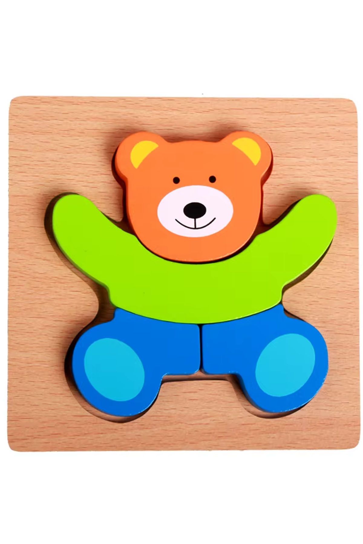 TechnoStation Ayıcık Şeklinde Ahşap Bultak Oyun Seti Eğitici Öğretici Oyun Set Bultak Puzzle Oyuncak