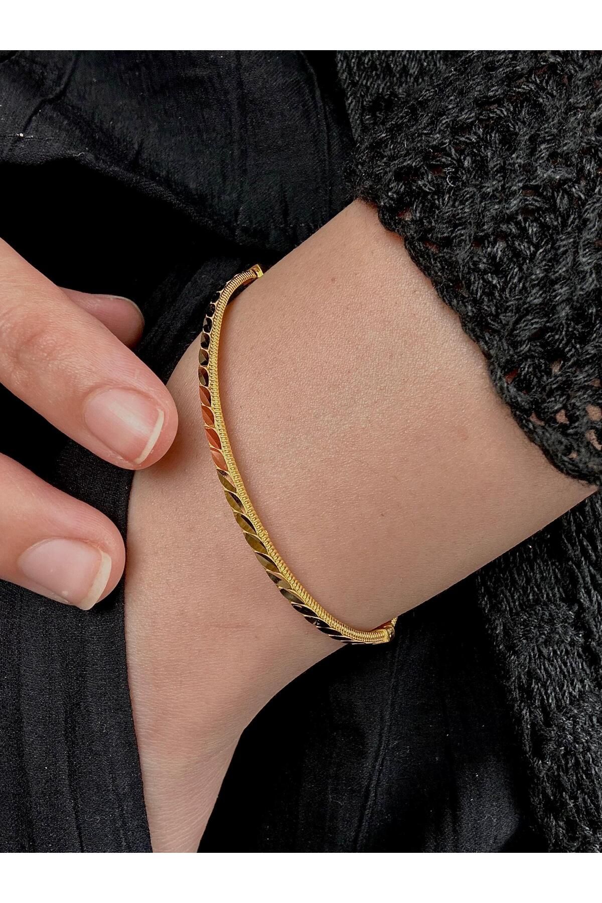 NEW'ORO JEWELRY YAPRAK DESEN BİLEZİK
