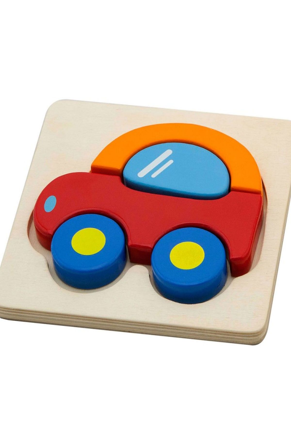 TechnoStation Araba Şeklinde Ahşap Bultak Oyun Seti Eğitici Öğretici Oyun Set Bultak Puzzle Oyuncak