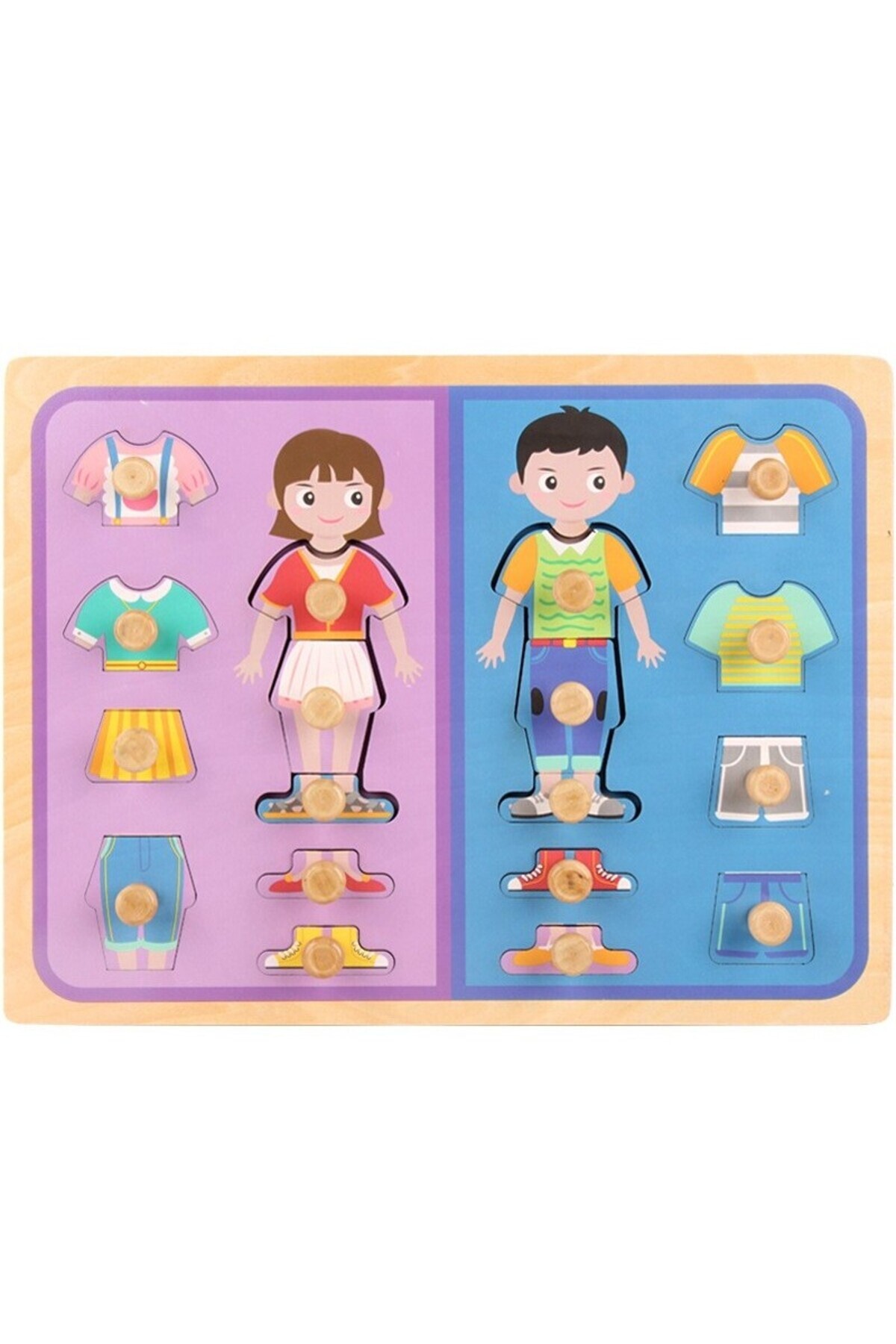 Flippy Дървен пъзел Монтесори за деца, Flippy, 3D, 0-3 години, модел на облек...