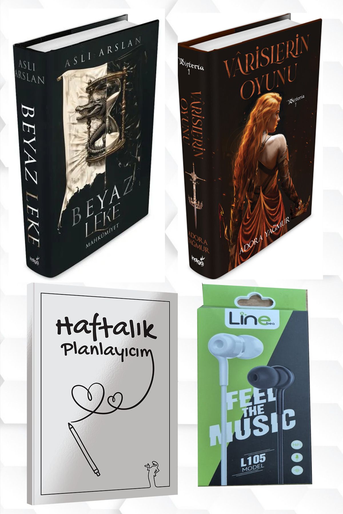 İndigo Kitap ASLI ARSLAN BEYAZ LEKE CİLT 1-VARİSLERİN OYUNU +HAFTALIK PLANLAYICIM 52 (HAFTA)KULAKLIK HEDİYE