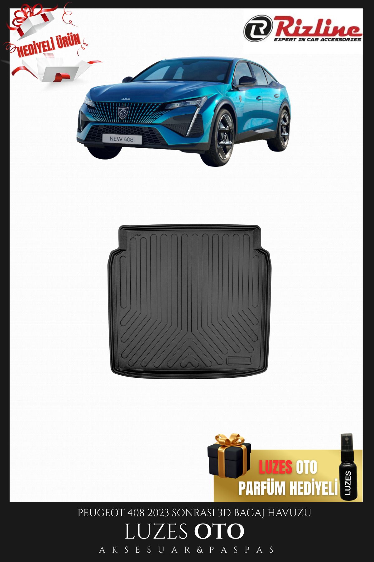 Rizline Peugeot 408 3D Bagaj Havuzu 2023-2024-2025
