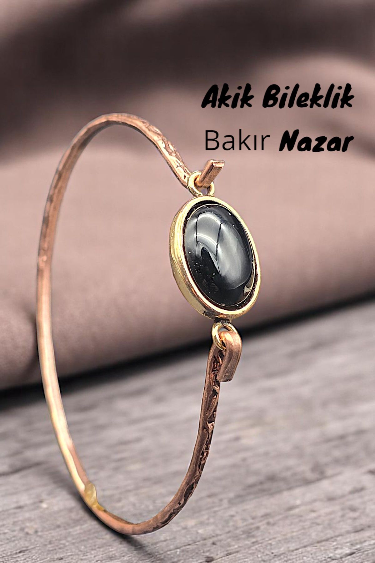 NBS Beautiful Naturel Stones Bakır ( Saf Gerçek ) Siyah taş Trend Zarif Bileklik ( Nazar Koruma ) ( Özel Günler , Hediyelik )