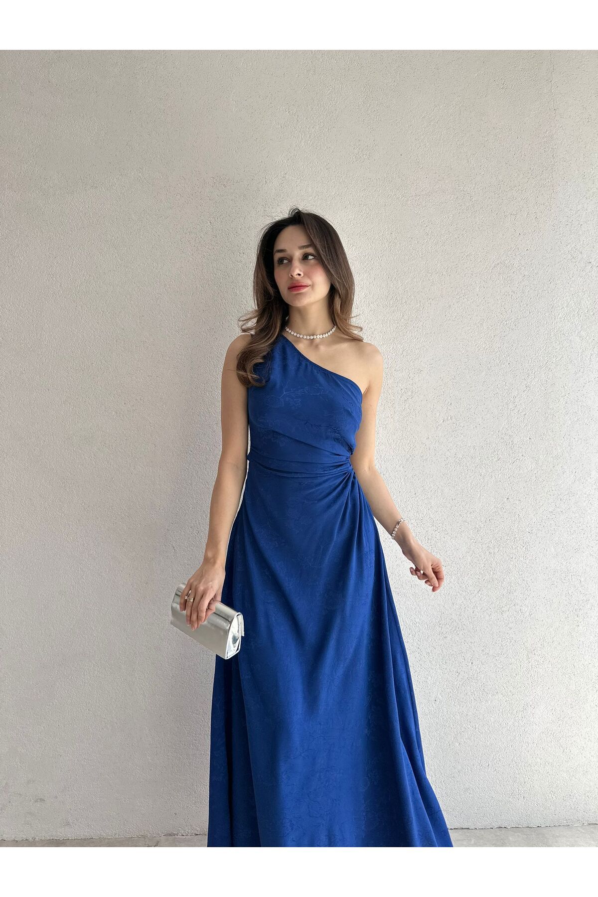 Mooi Butik ALASKA Maxi Elbise 4776 - Saks Mavisi