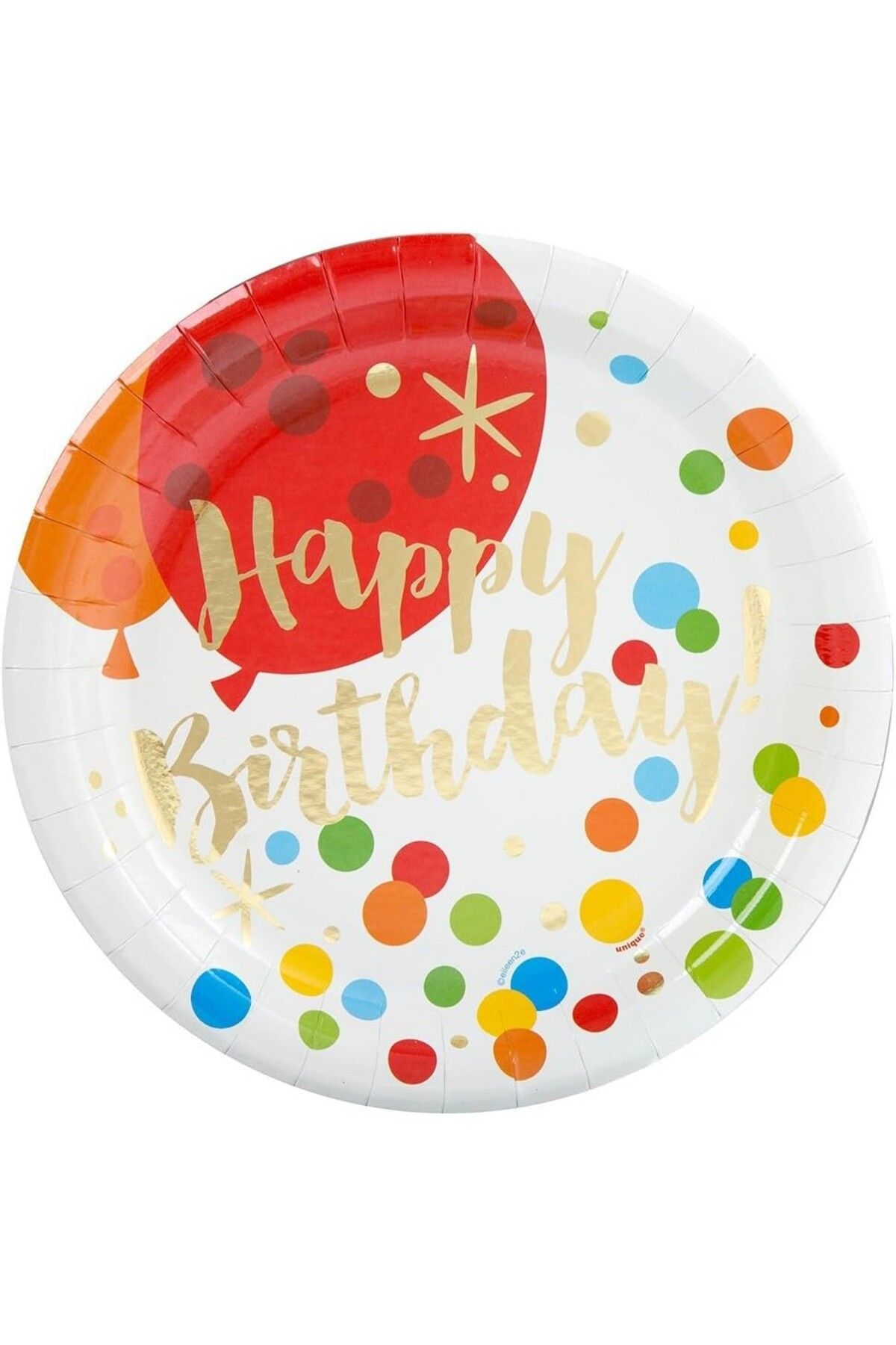OEM Set 10 Farfurii Unica Folosinta, Imprimeu Happy Birthday Buline, Din Carton, Diametr Unisex - 10