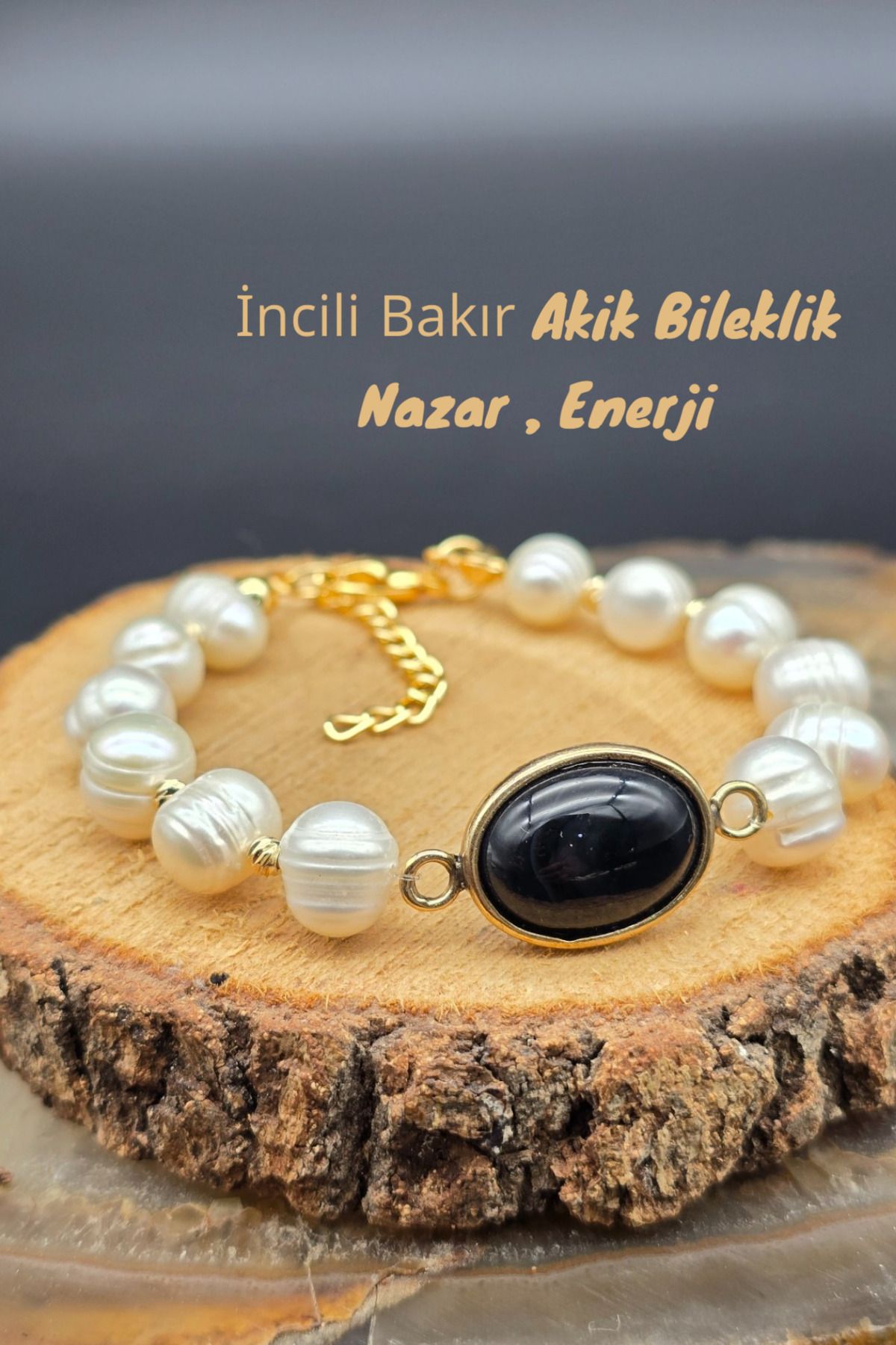 NBS Beautiful Naturel Stones Bakır Gerçek İncili Akik Bileklik Tasarım ( Nişan , Düğün , Günlük ,Hediyelik ) Trend