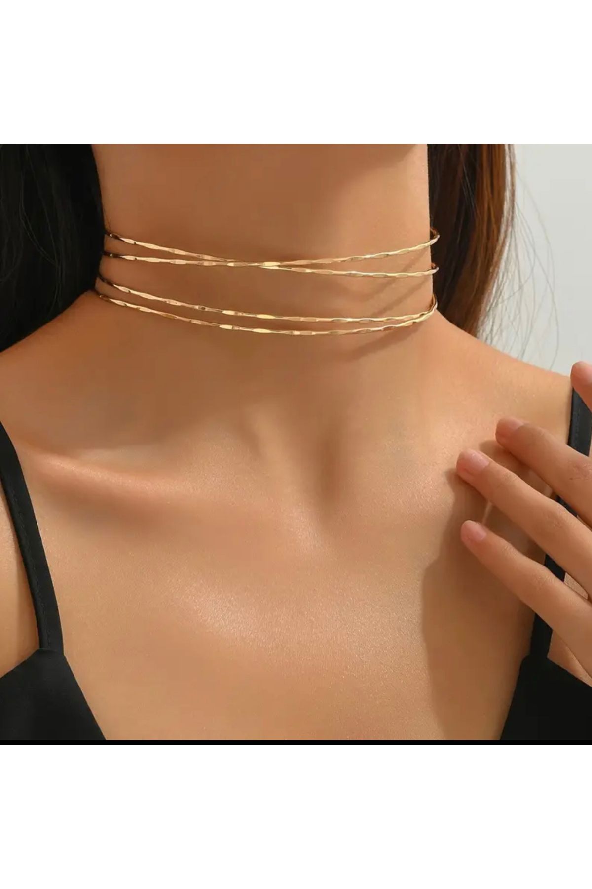 NISHPOINT ALTIN RENGİ ZARİF CHOCKER KOLYE