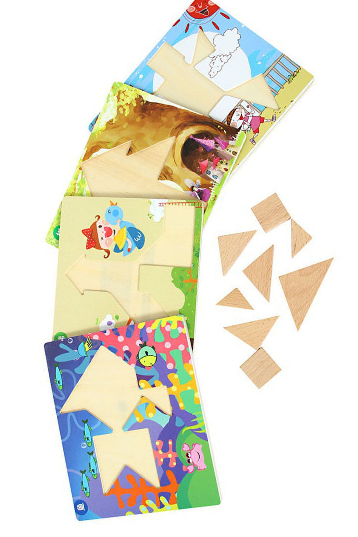 TechnoStation 9 Module Tangrem Zeka Geliştirici Eğitici Tangrem Seti 9 Farklı Şekil Puzzle Eğlenceli Tangrem Set