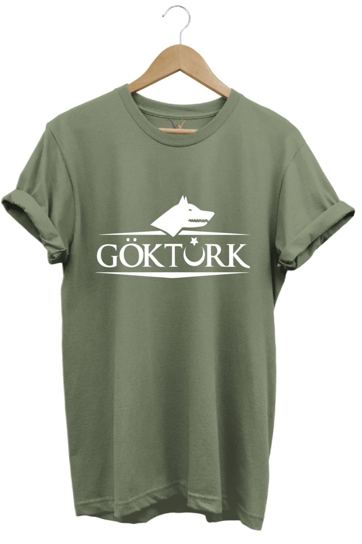 MODA Göktürk Yazılı Kurt Baskılı Anadolu Ruhunu Taşıyan Tasarım %100 Pamuk Bisiklet Yaka Basic T-shirt