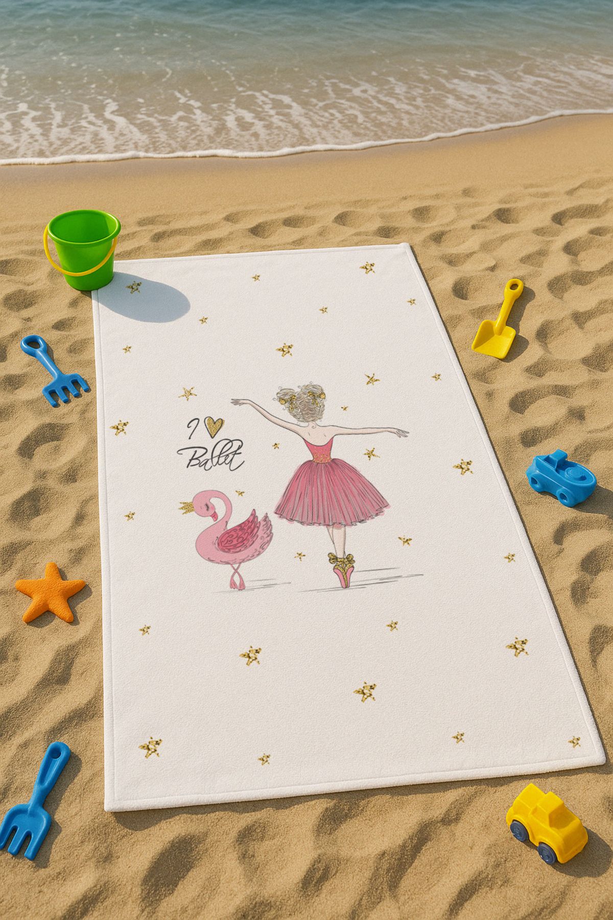 Talia Home Pembe Balerin Kız Desenli Çocuk Plaj - Deniz- Havuz Havlusu TLAPH-106