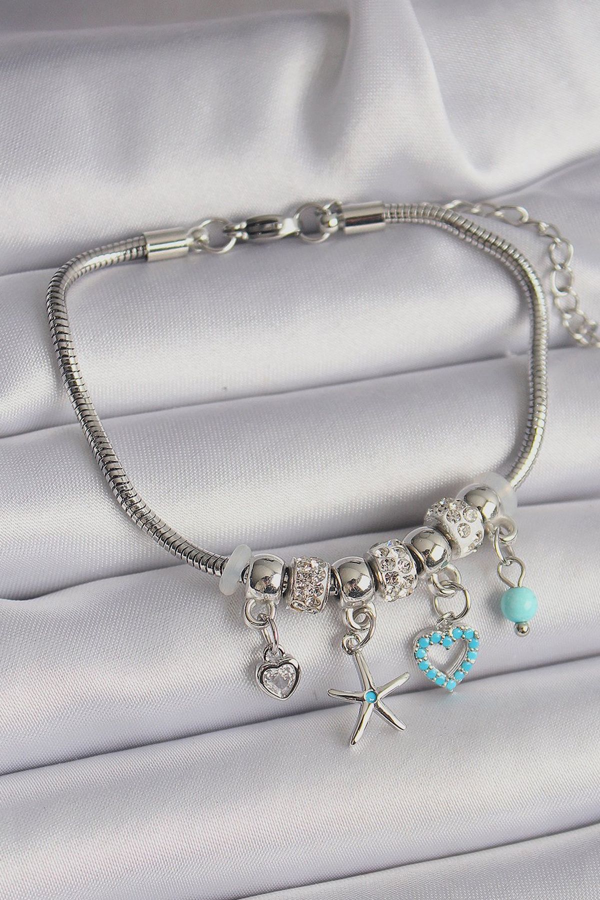 fk studio design Çelik Taşlı Kiraz Model Charm Bileklik