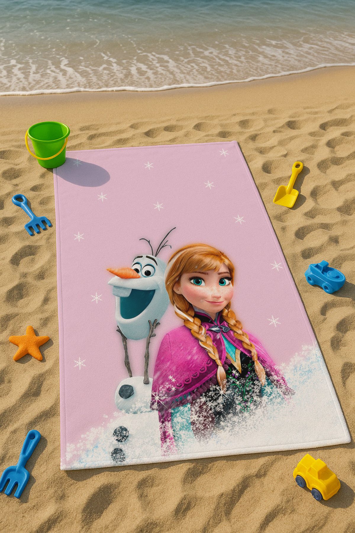 Talia Home Pembe Frozen Anna Desenli Çocuk Plaj - Deniz- Havuz Havlusu TLAPH-004