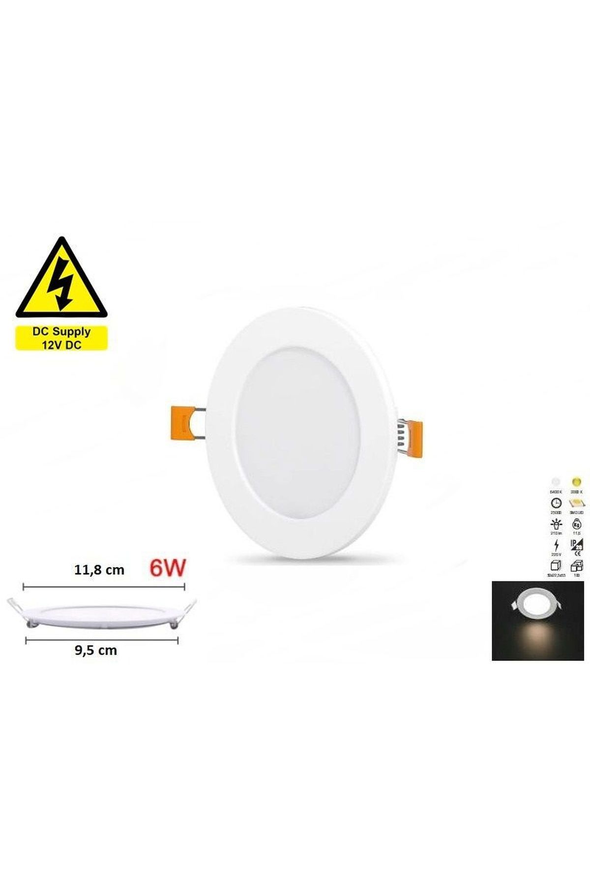 ironcaravan Karavan Tavan Led Spot 12v 6w Beyaz Kasa (BEYAZ AYDINLATMA)Çap: 11.8cm