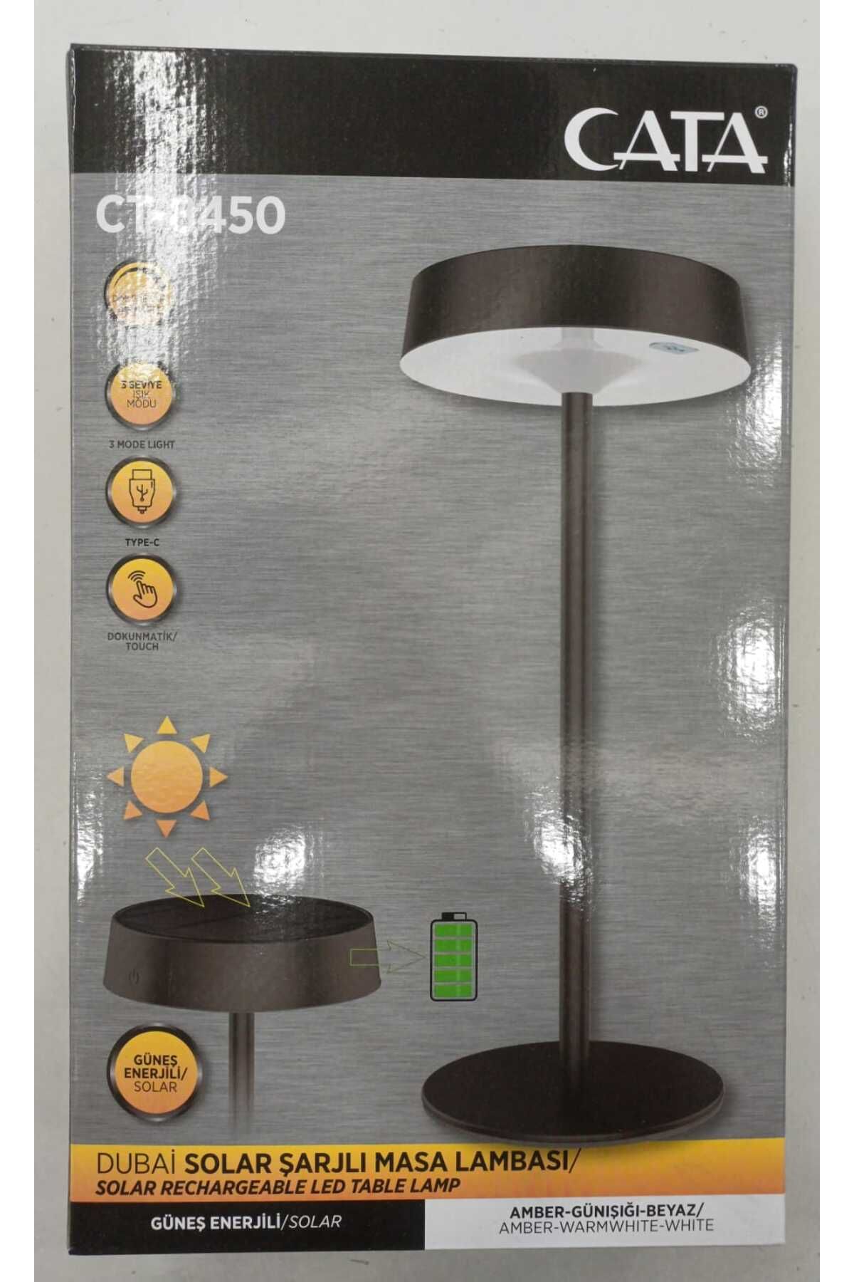 Cata CT 8450 DUBAİ SOLAR ŞARJLI MASA LAMBASI SİYAH