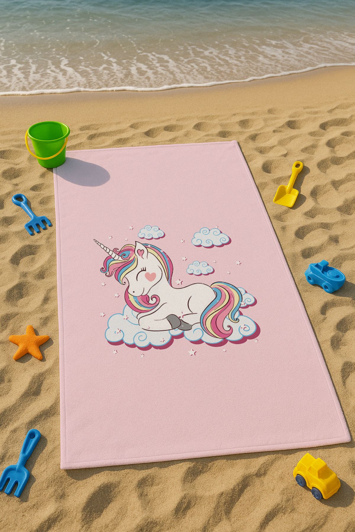 Talia Home Pembe Unicorn Desenli Çocuk Plaj - Deniz- Havuz Havlusu TLAPH-060