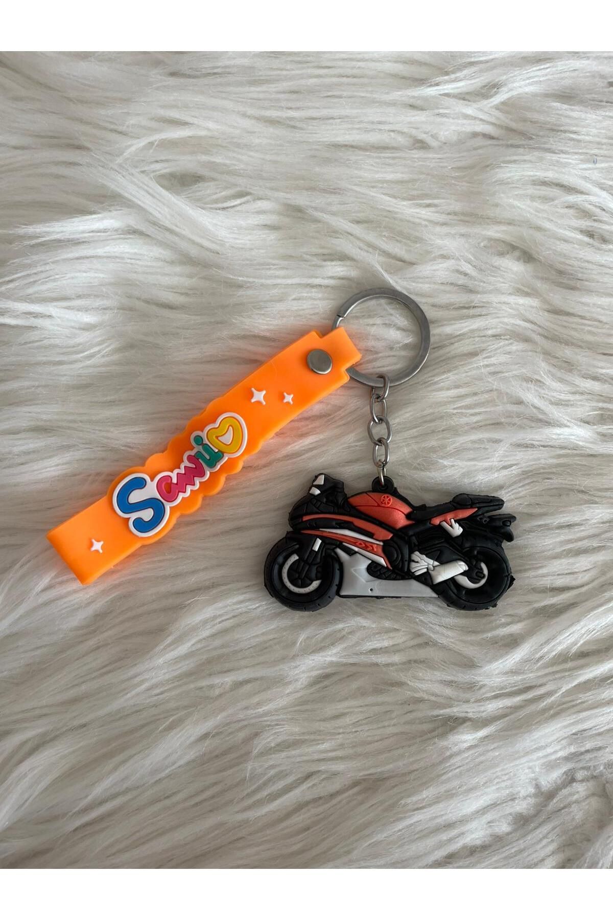 Minik Tutku Turuncu Motor, Motosiklet 3D Silikon Anahtarlık