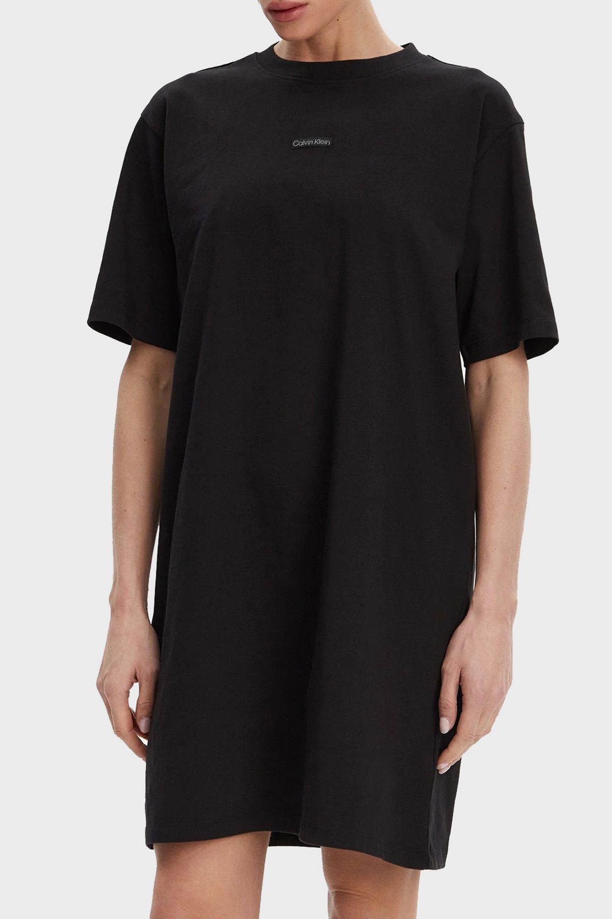 Calvin Klein Sukienka mini o luźnym kroju J20J225289BEH z bawełny z zerowym kołnierzykiem