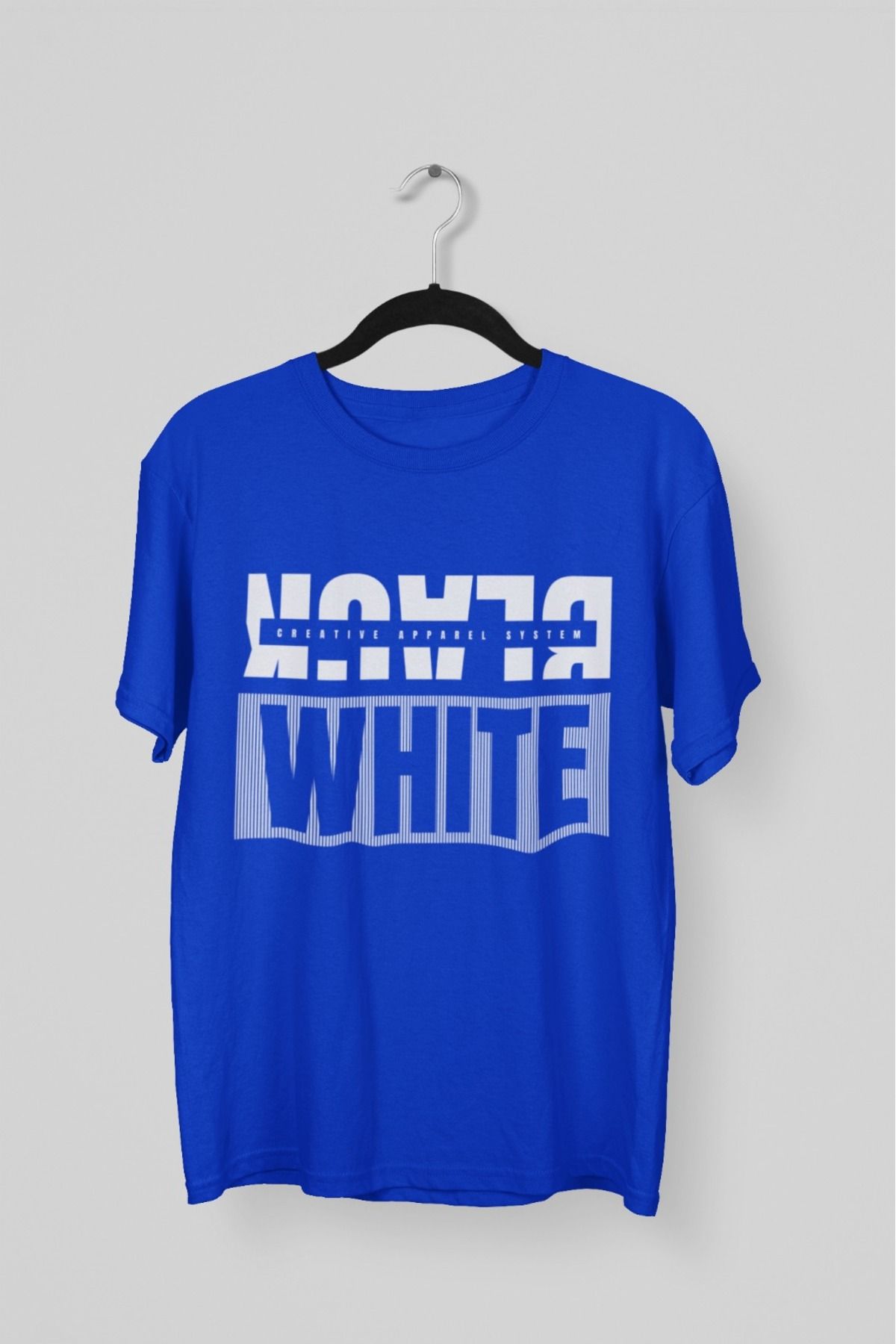 Butik ERKEK/KADIN -BLACK WHITE- TRANSFER BASKILI YUVARLAK YAKA KISA KOL TİŞÖRT