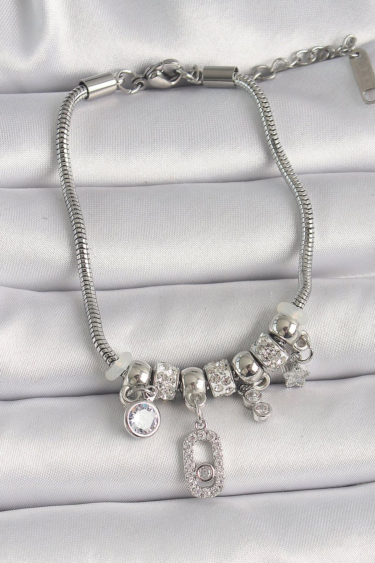 fk studio design Çelik Taşlı Kiraz Model Charm Bileklik