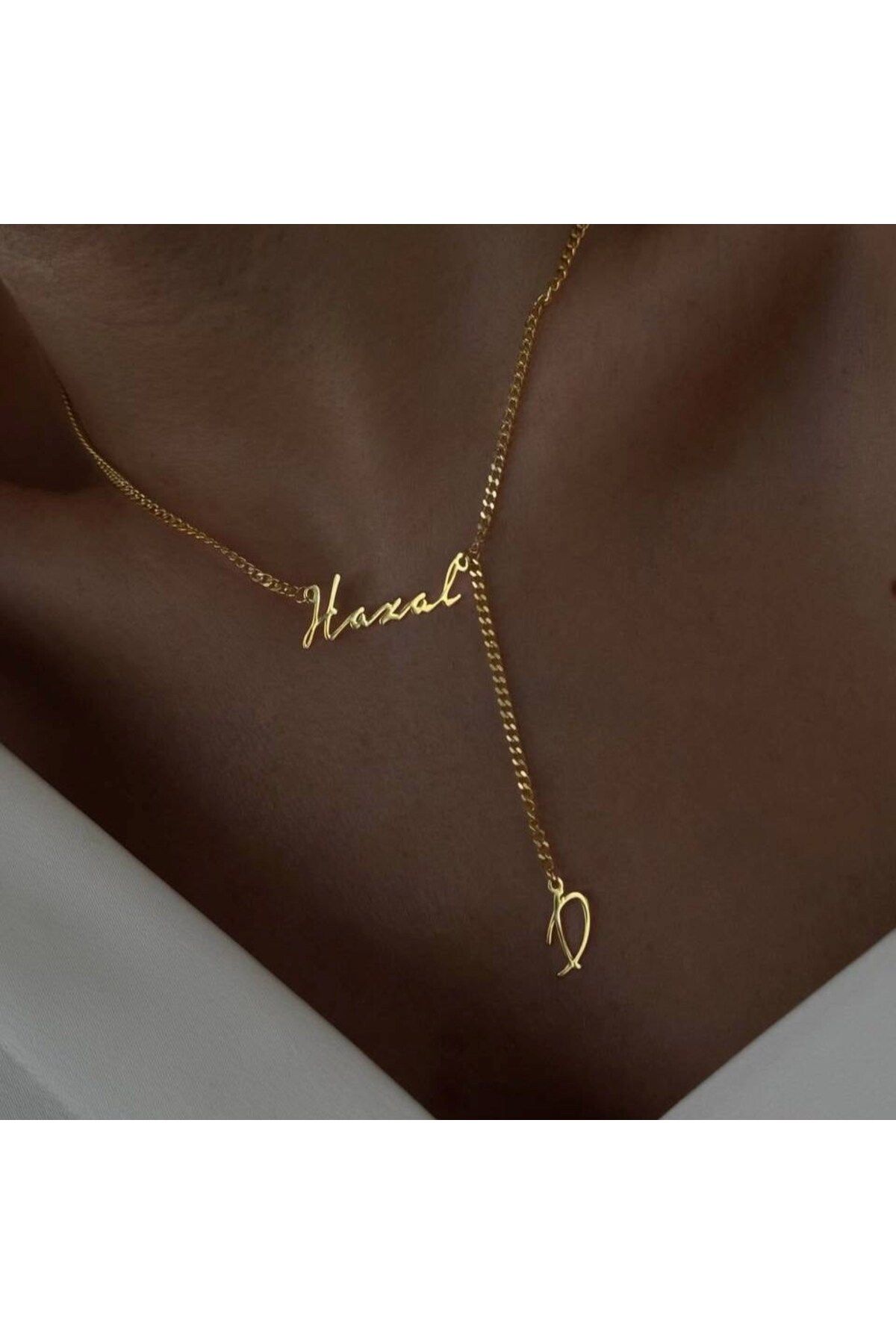 beonejewelry GURMET ZİNCİRLİ SALLANTILI İSİM VE HARF KOLYE | 925 GÜMÜŞ