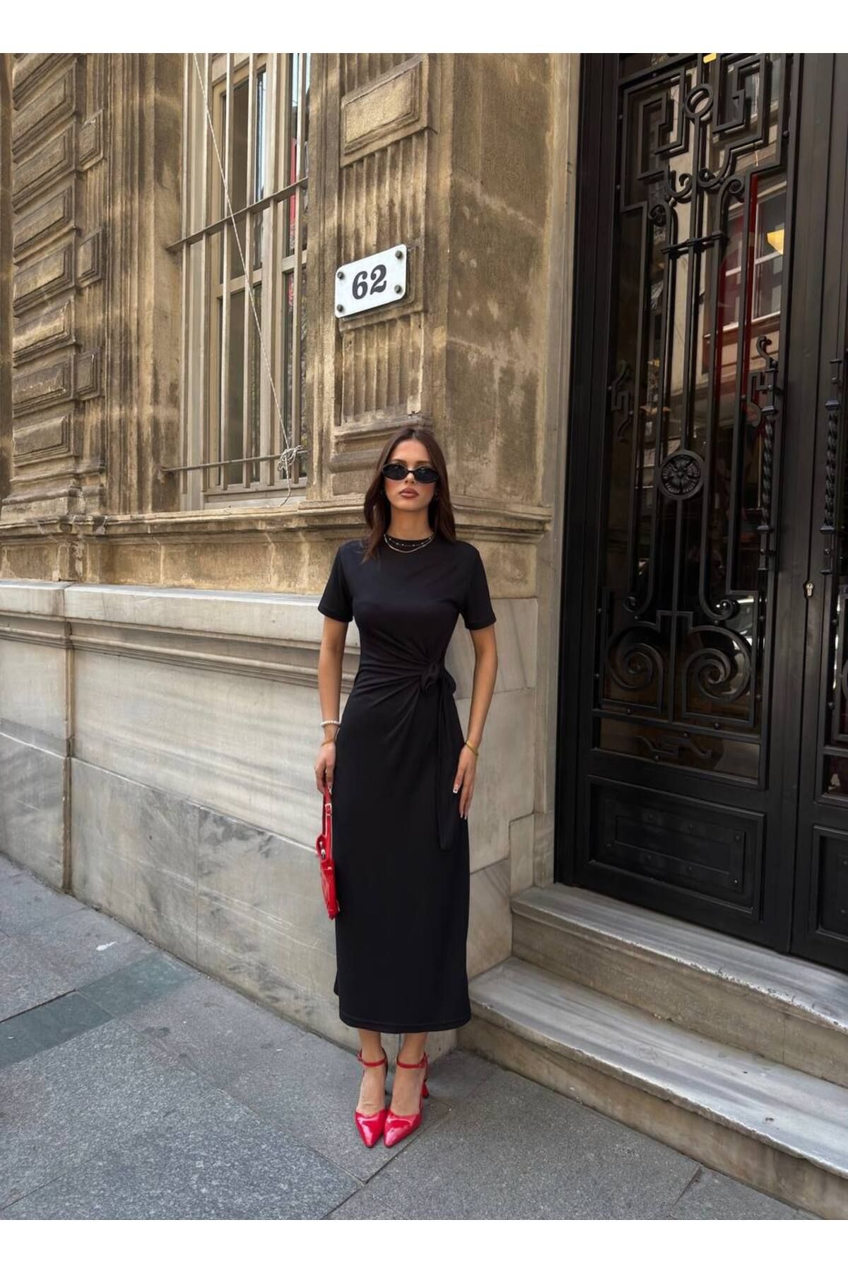 MODA Modal kumaş yandan bağlama detaylı elbise