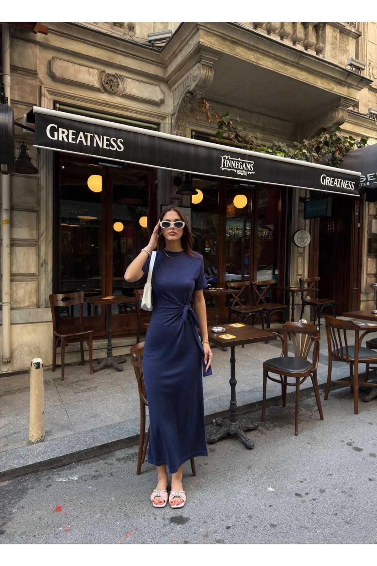MODA Modal kumaş yandan bağlama detaylı elbise