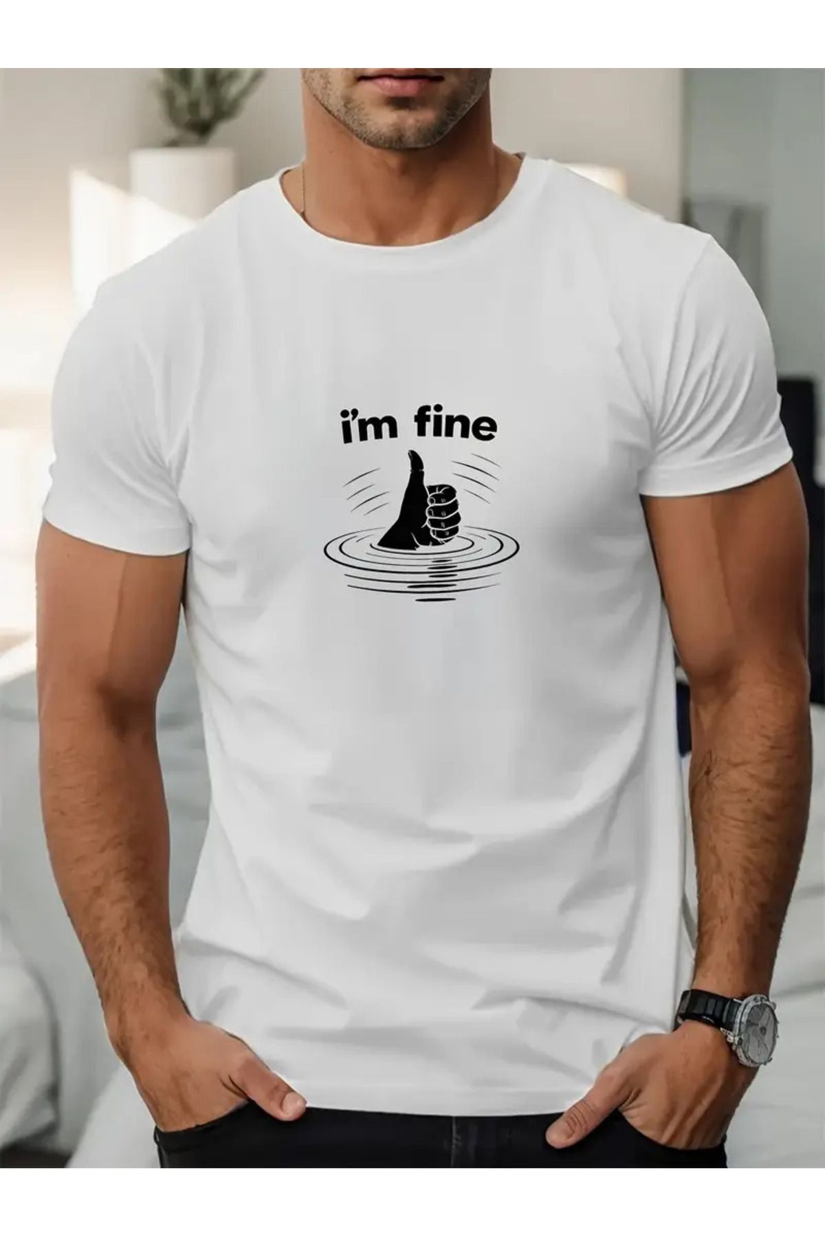 İnazuma Outdoors İnazuma Unisex Oversize Baskılı Pamuklu Bisiklet Yaka Kısa Kollu BEYAZ T-shirt