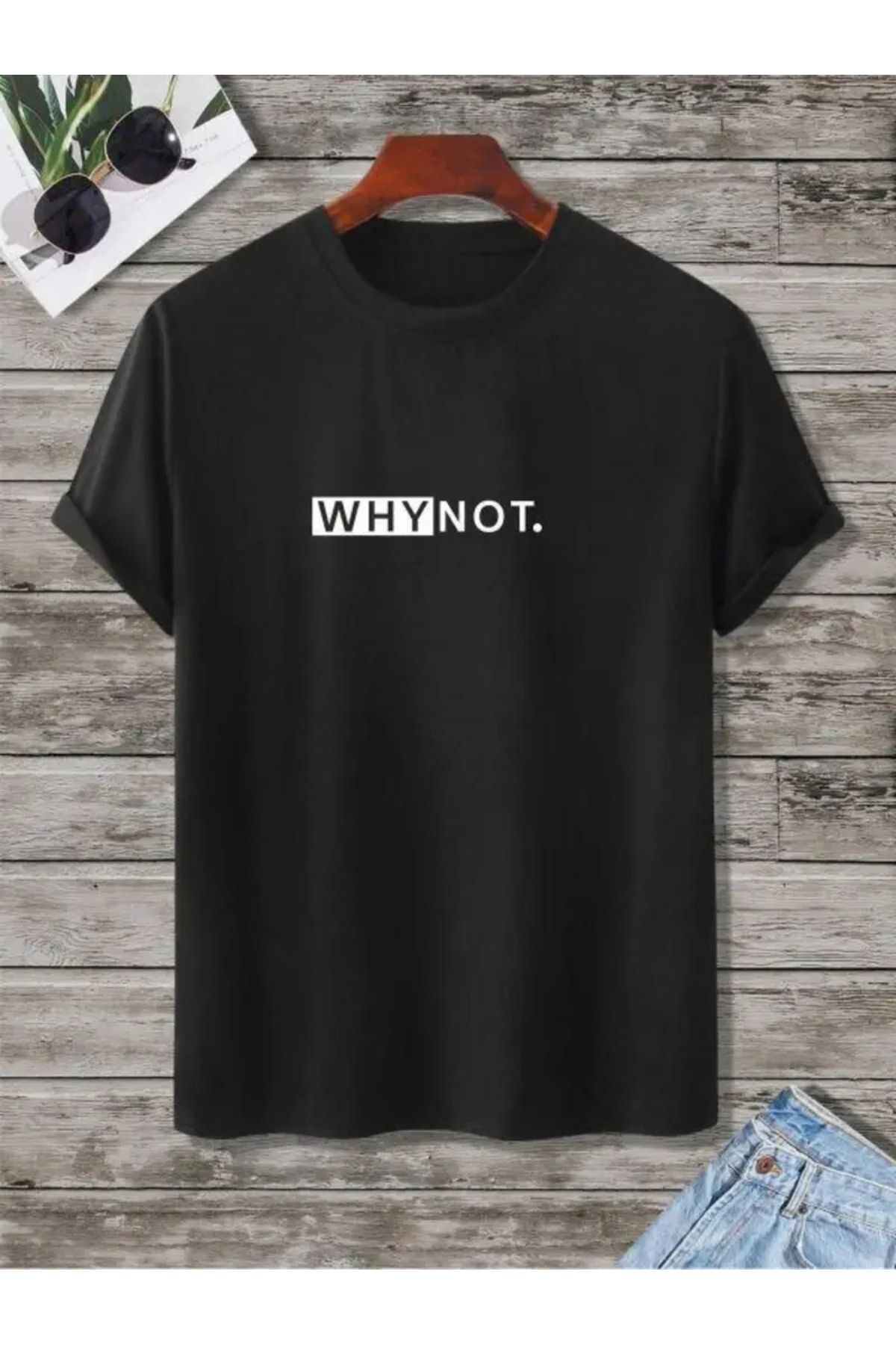AEMİ Unisex Why Not Baskılı Oversize Bisiklet Yaka T-shirt