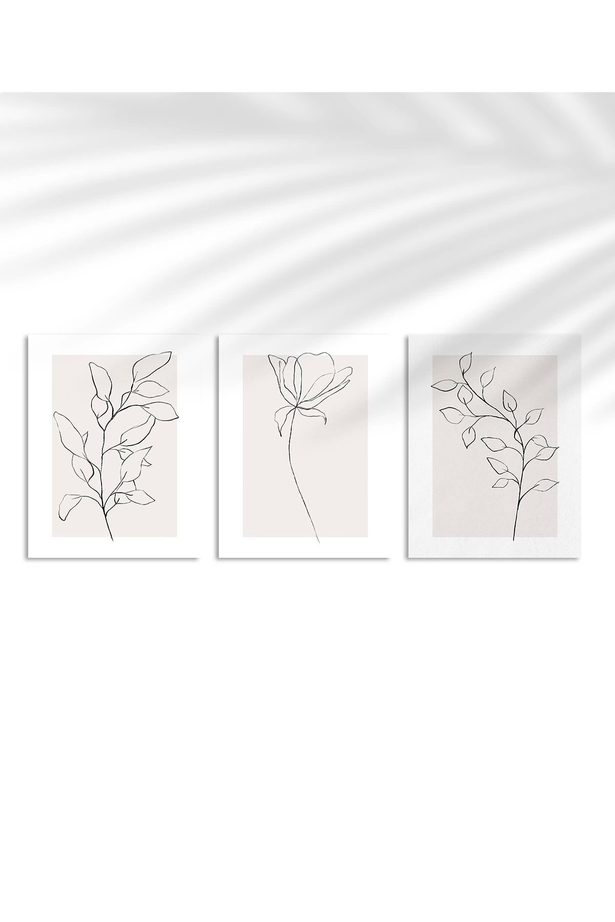VOGLOO Çerçevesiz Poster eyaz Çerçeveli Minimal Çizgi Sanatı 3'lü