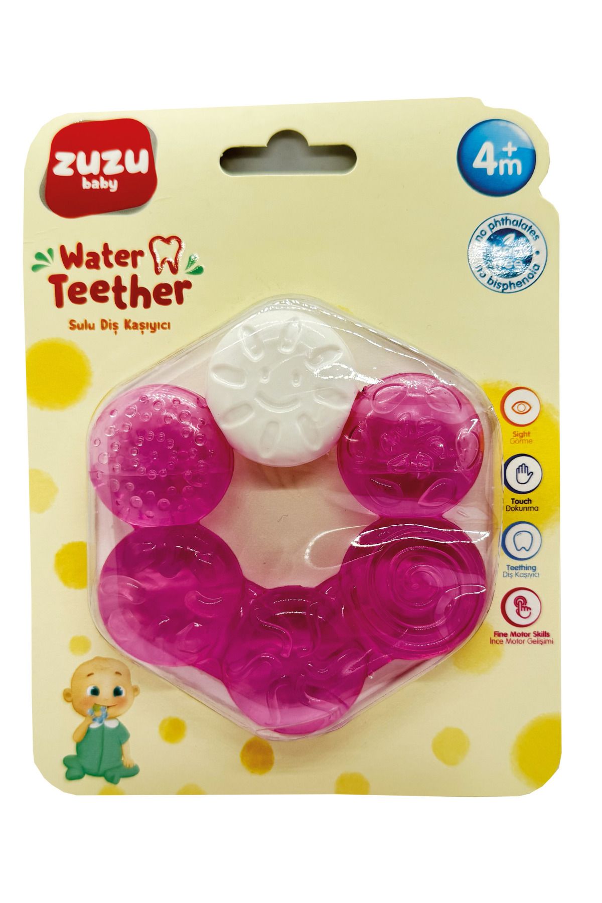 Zuzu Baby Sulu Diş Kaşıyıcı – 4 Ay+ BPA İçermez, Dokunsal Yüzeyli