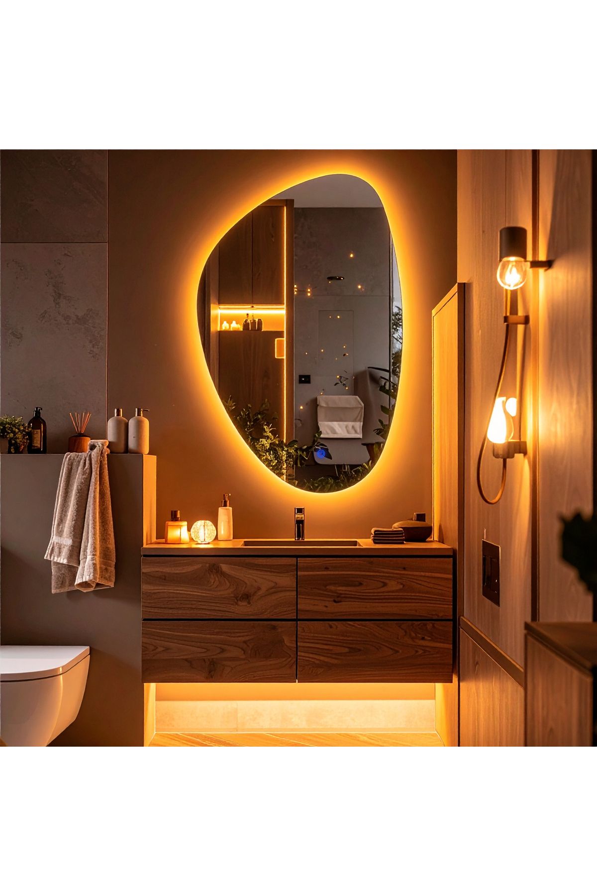 lumora mirror design FracturaVision Amber Led'li Lavabo & Banyo Aynası (Dokunmatik Sensörlü)